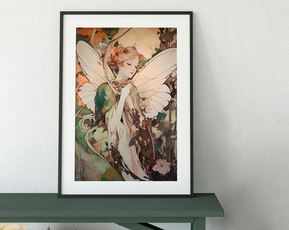 Vintage Fairy Poster, Mystical Fairy Art
