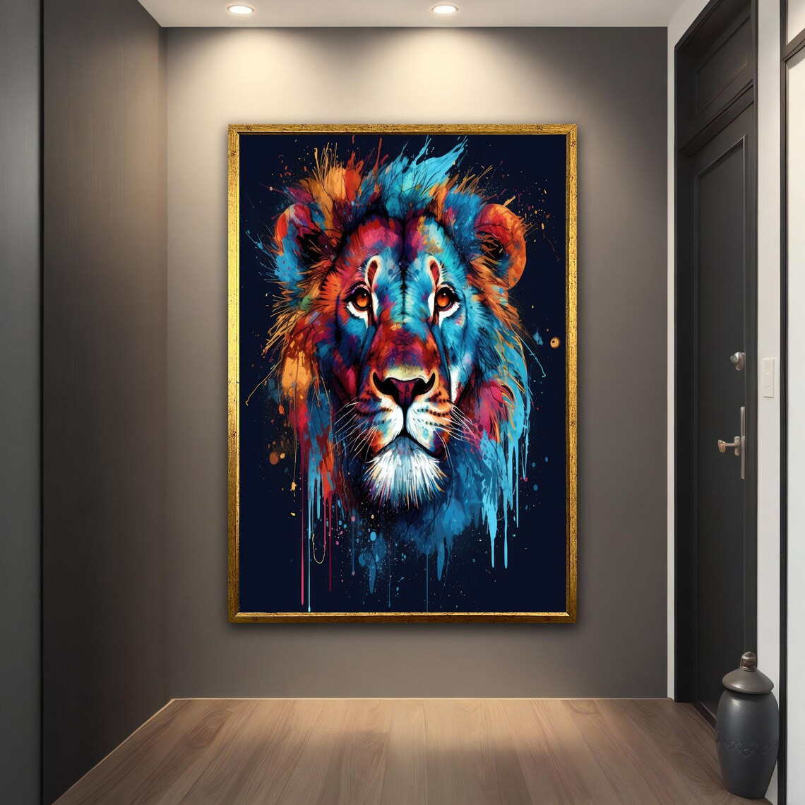 Abstract Splash Paint Lion Head Colorful Pop Art Wildlife Print - Image 2