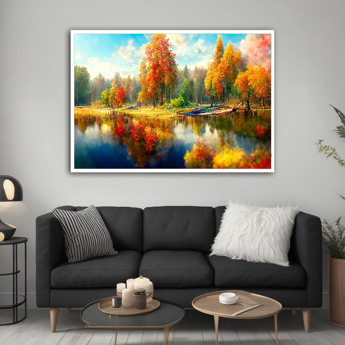 Autumn Lake Fall Foliage Mirror Reflection Colorful Landscape Poster - Image 5