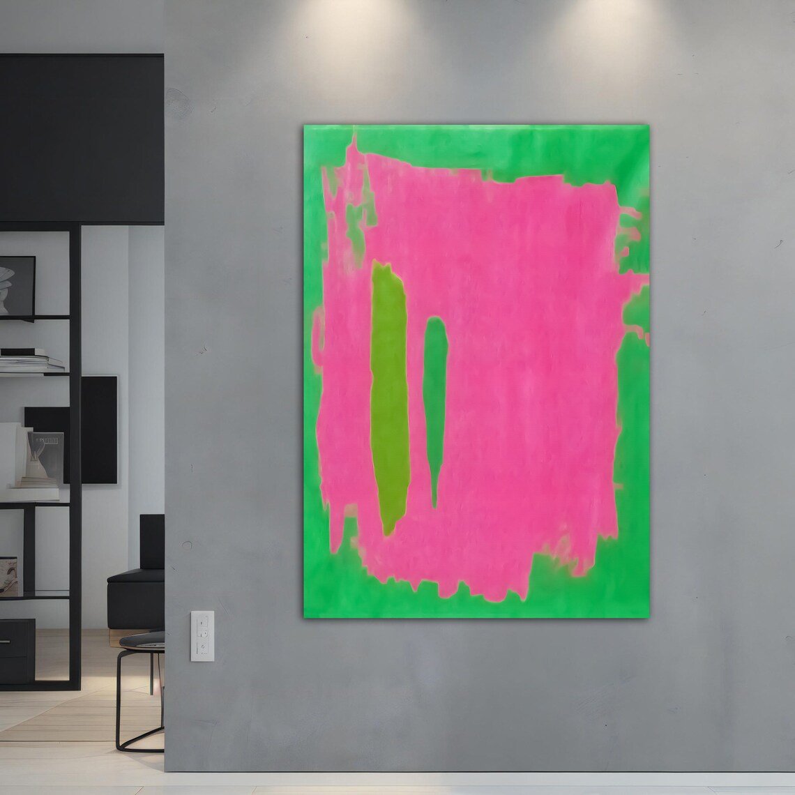 Rothko Style Pink Green Color Field Abstract Modern Canvas Art Poster - Image 4