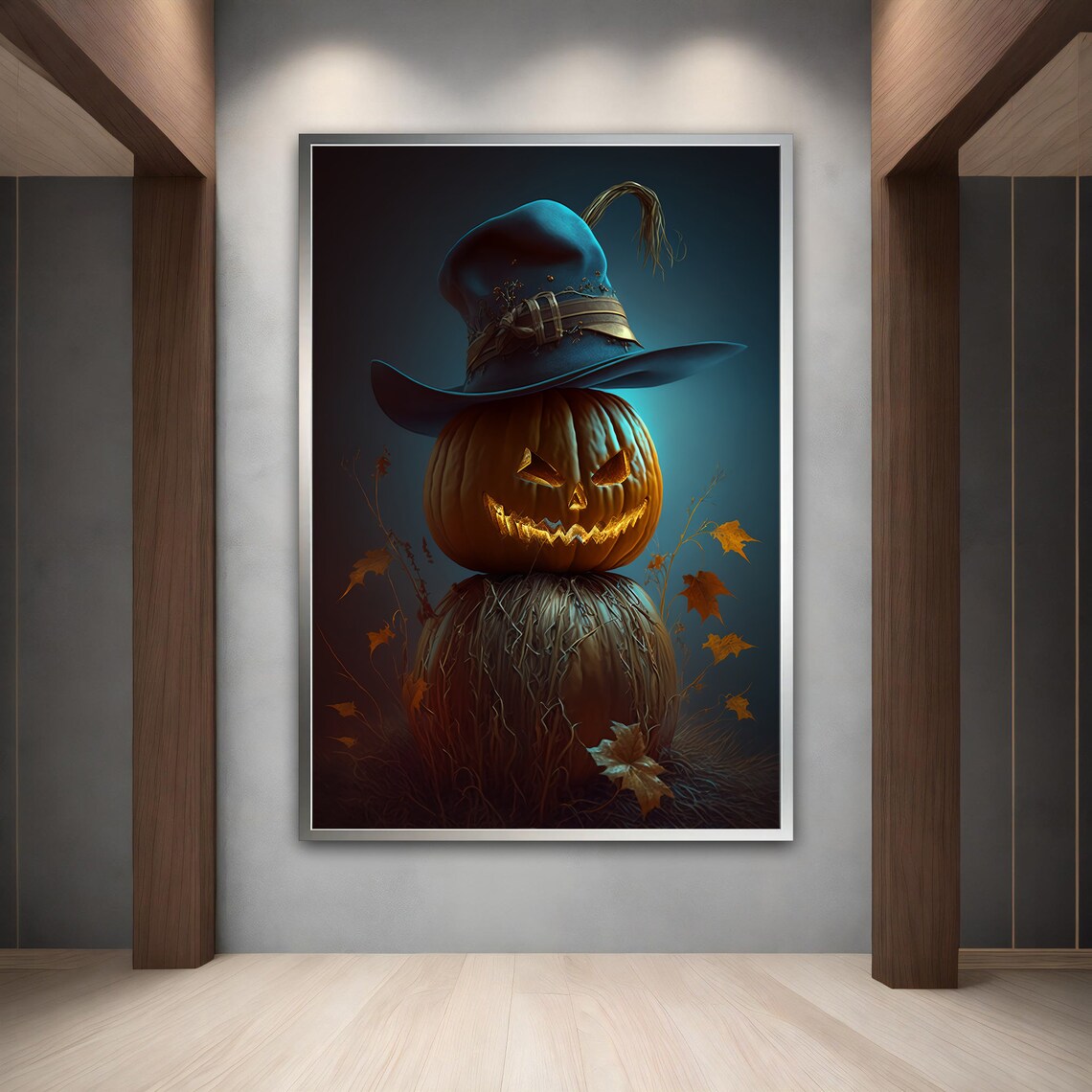 Halloween Jack O Lantern Pumpkin Witch Hat Autumn Night Art Poster - Image 3