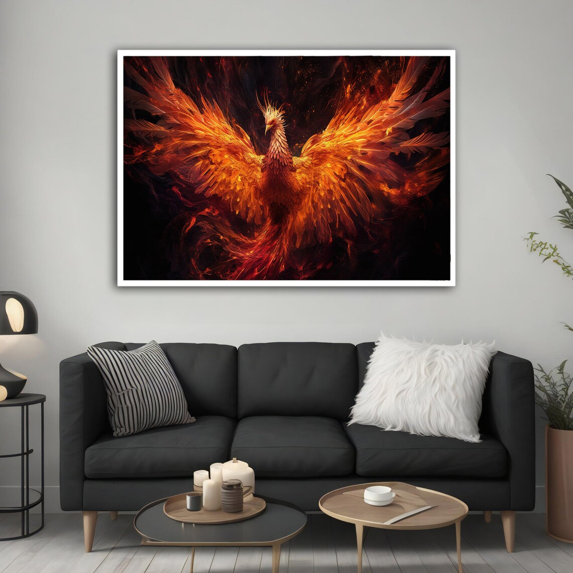 Fiery Phoenix Art Print, Modern Wall Decor - Image 3