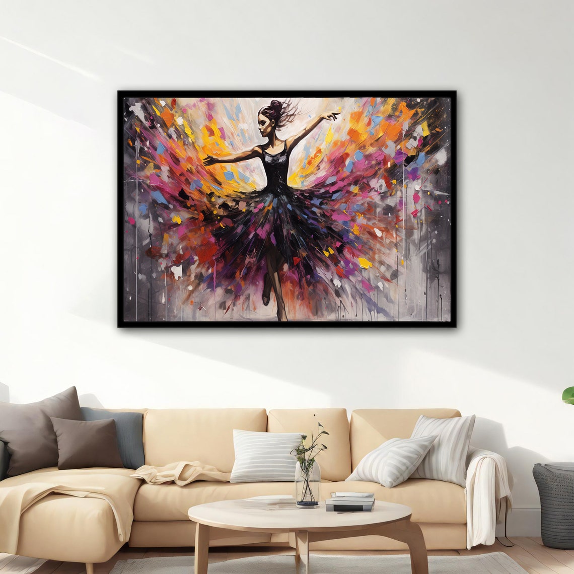 Abstract Ballerina Dancer Exploding Colorful Paint Modern Art Poster - Image 2