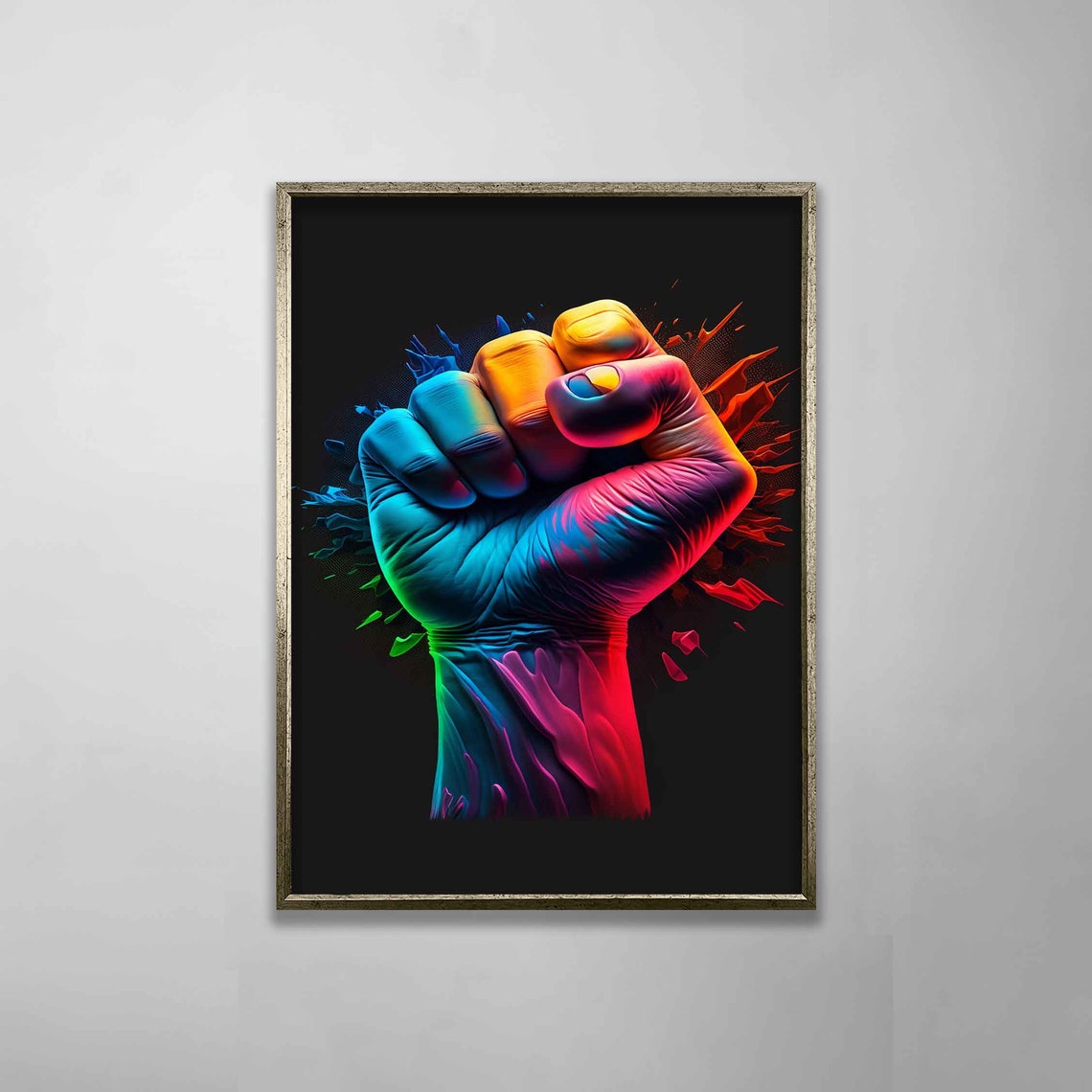 Fist Wall Art Colorful Fist Painting Fist Print Fist Wall Art Fist Fist Modern - Image 3
