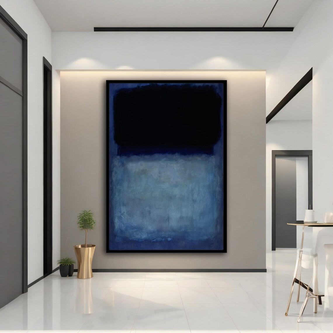 Midnight Blue Black Abstract Color Field Modern Wall Art Poster - Image 3