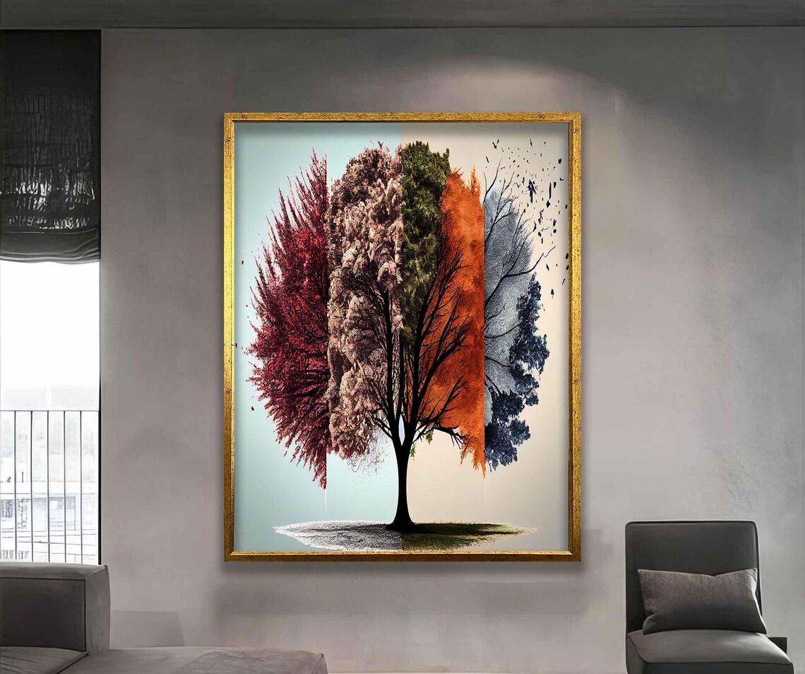 Four Season Tree, Modern Tree Art - Image 2