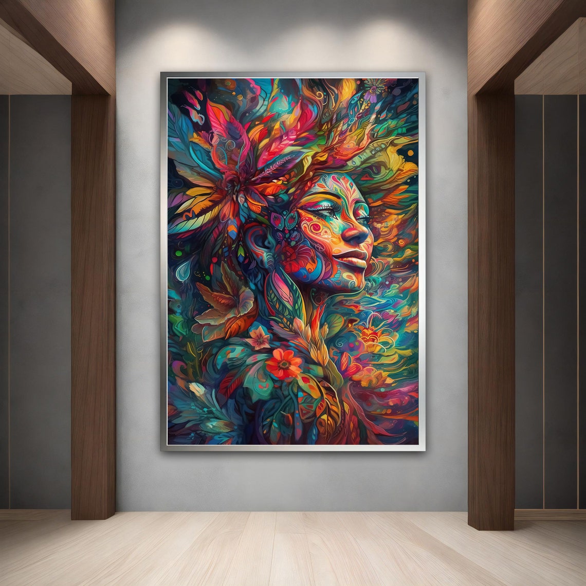 Abstract Colorful Woman Wall Art Colorful Modern Woman Print Colorful Abstract Woman Painting Feminine Woman Wall Decor - Image 2