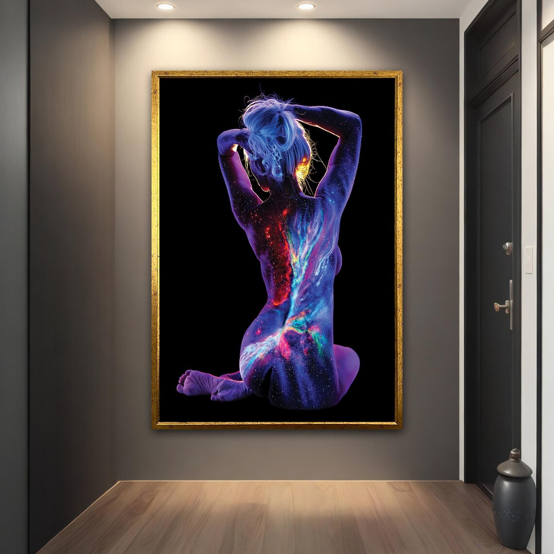 Galaxy Body Paint Woman Abstract Cosmic Figure Art Print Poster - Image 2