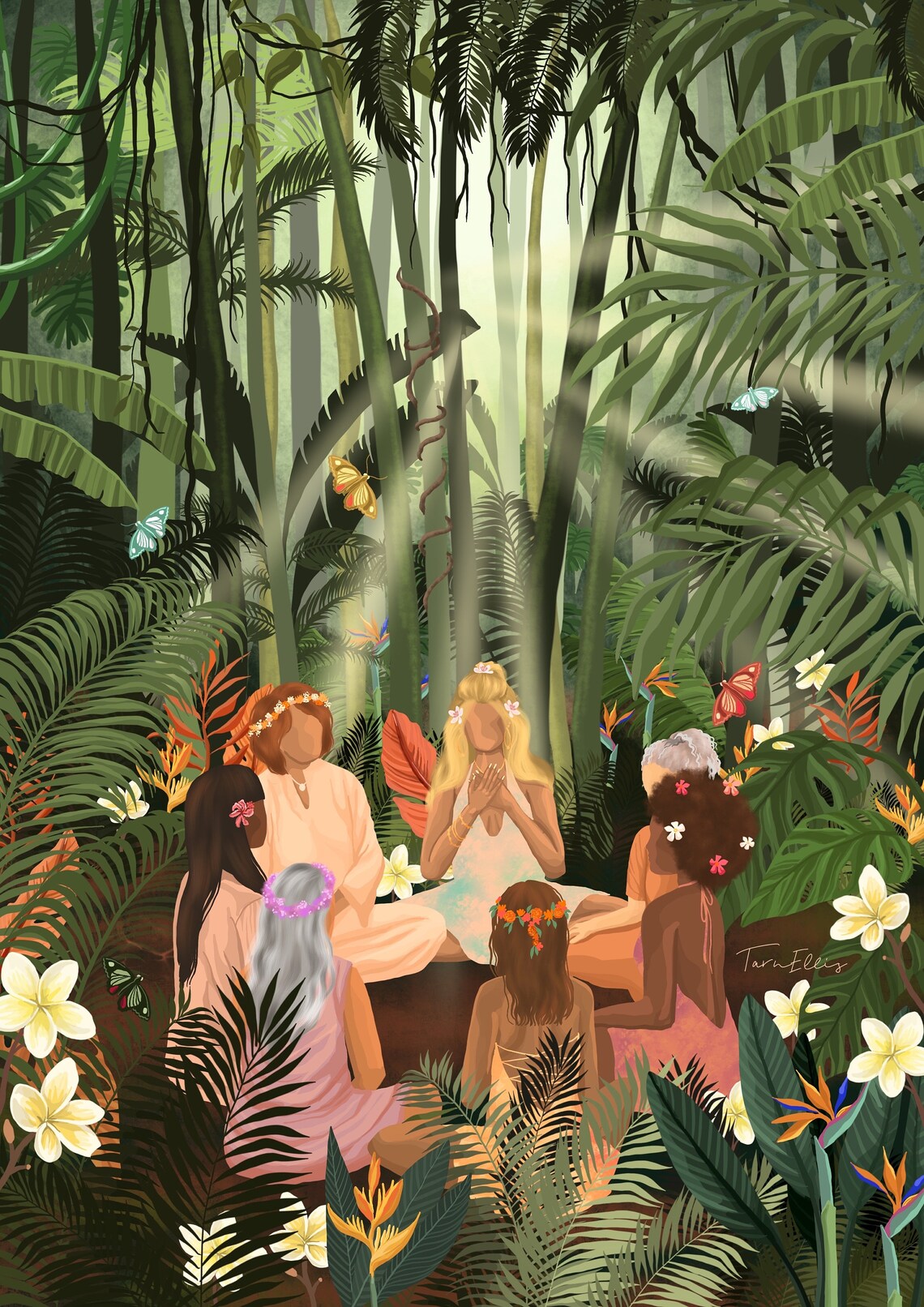 Jungle Women Boho Art Print, Tropical Nature - Image 3