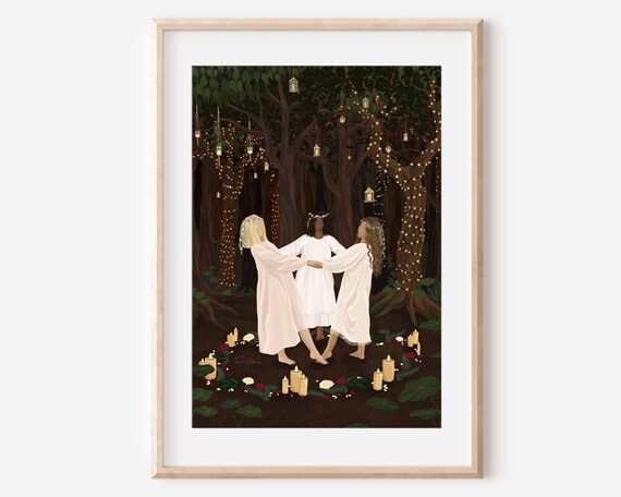 Womens Circle Forest Glade Candle Dance Sisterhood Magic Poster