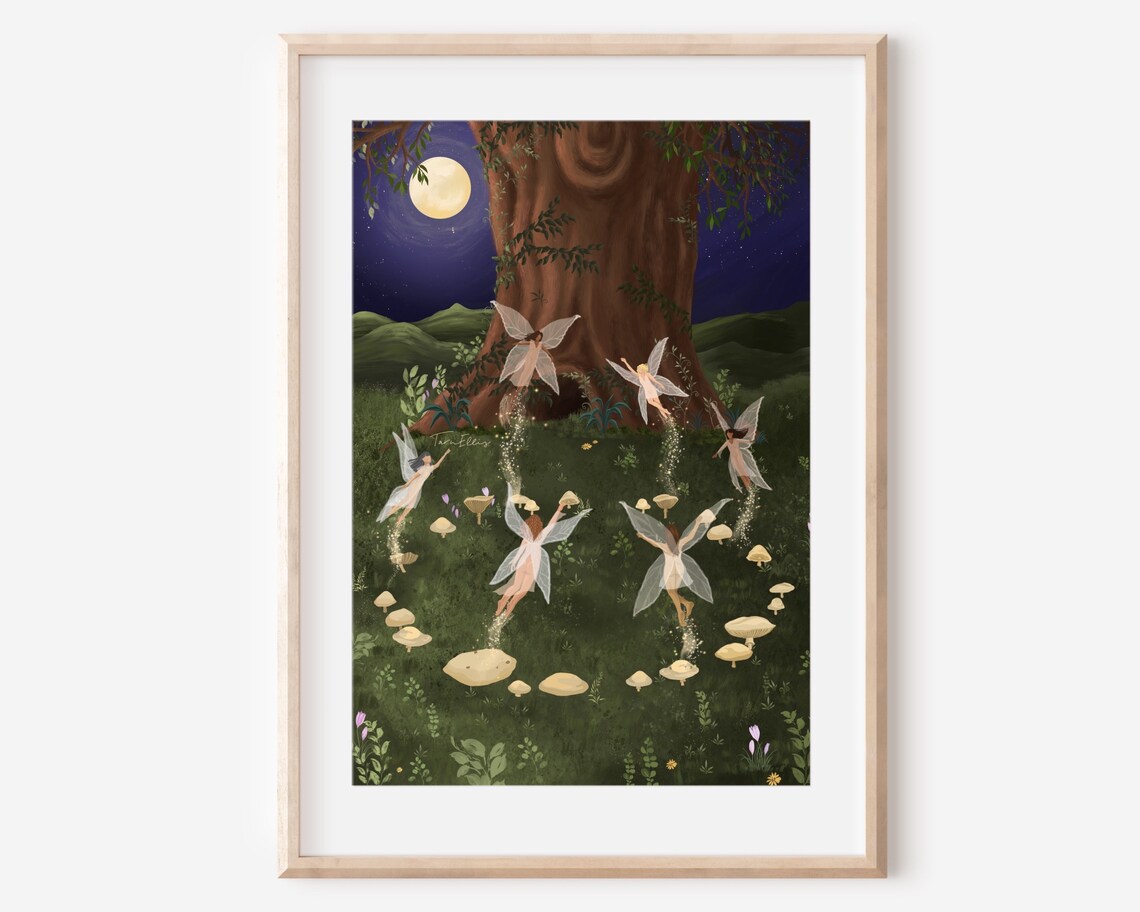 Fairy Ring Fine Art Illustration Print, Folk Fantasy