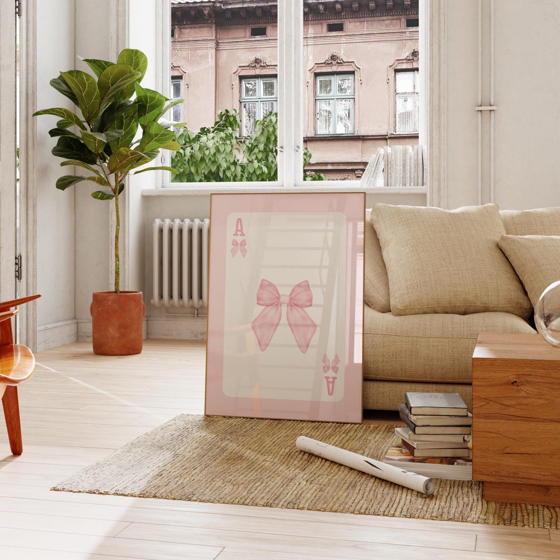 Pink Bow Ace Of Spades Coquette Girly Playing Card Wall Poster - Image 4