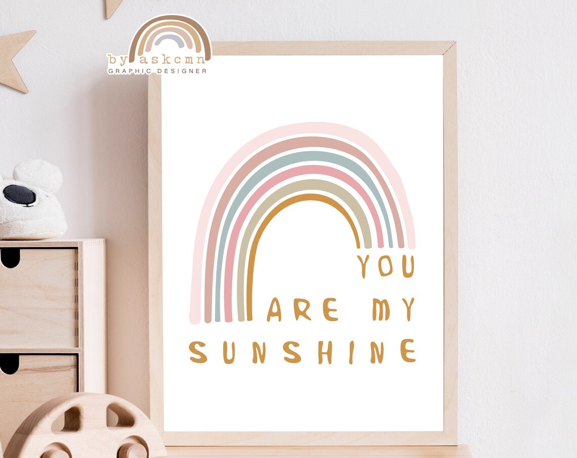 You Are My Sunshine Boho Nursery Print Rainbow Poster Living Room Art Print Baby Room Poster Birthday Gift Poster Nursery Print Art