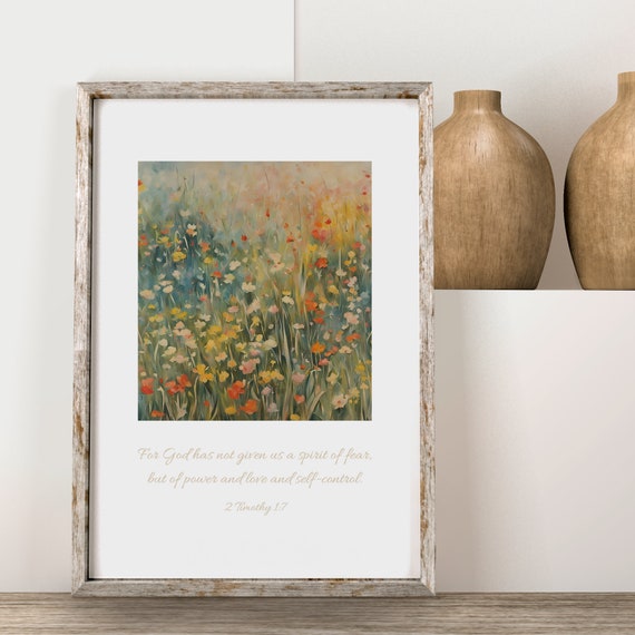 2 Timothy 17 Christian Poster, Flower Meadow