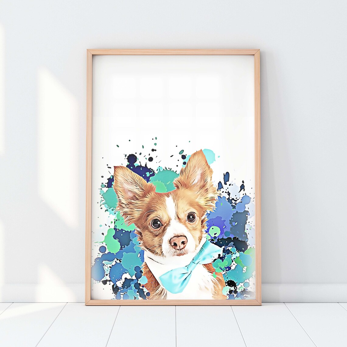 Custom Pet Portrait Splash Dog and Cat Art Print
