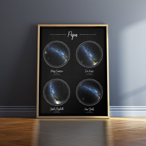 Personalized Star Map Art Print, Gift For Dad