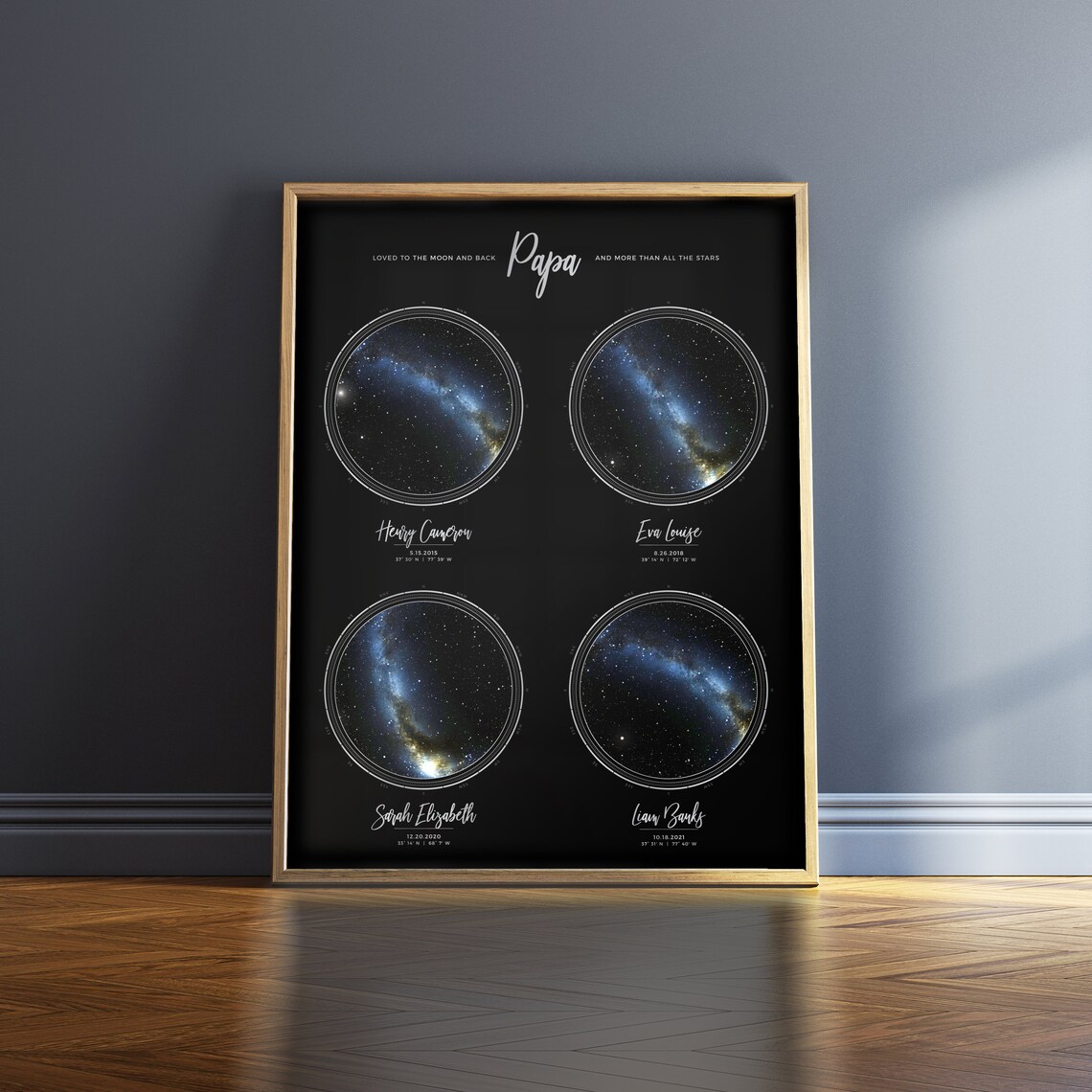 Personalized Star Map Art Print, Gift For Dad