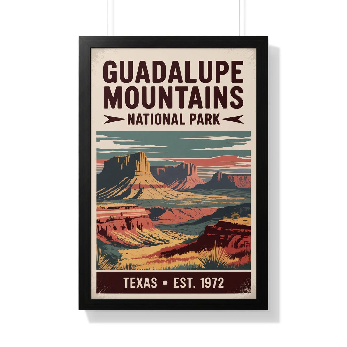 Guadalupe Mountains National Park Texas Desert Peaks Vintage Poster