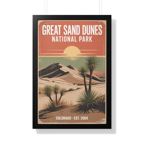Great Sand Dunes National Park Colorado Sunset Dunes Vintage Poster