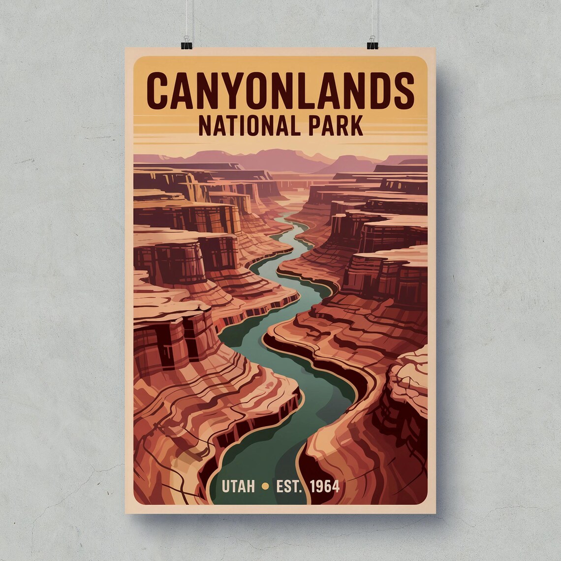 Canyonlands National Park Vintage Travel Poster Red Rock Canyon Art