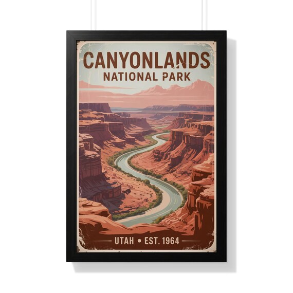 Canyonlands Utah Winding River Red Rock Mesa Vintage National Park Poster