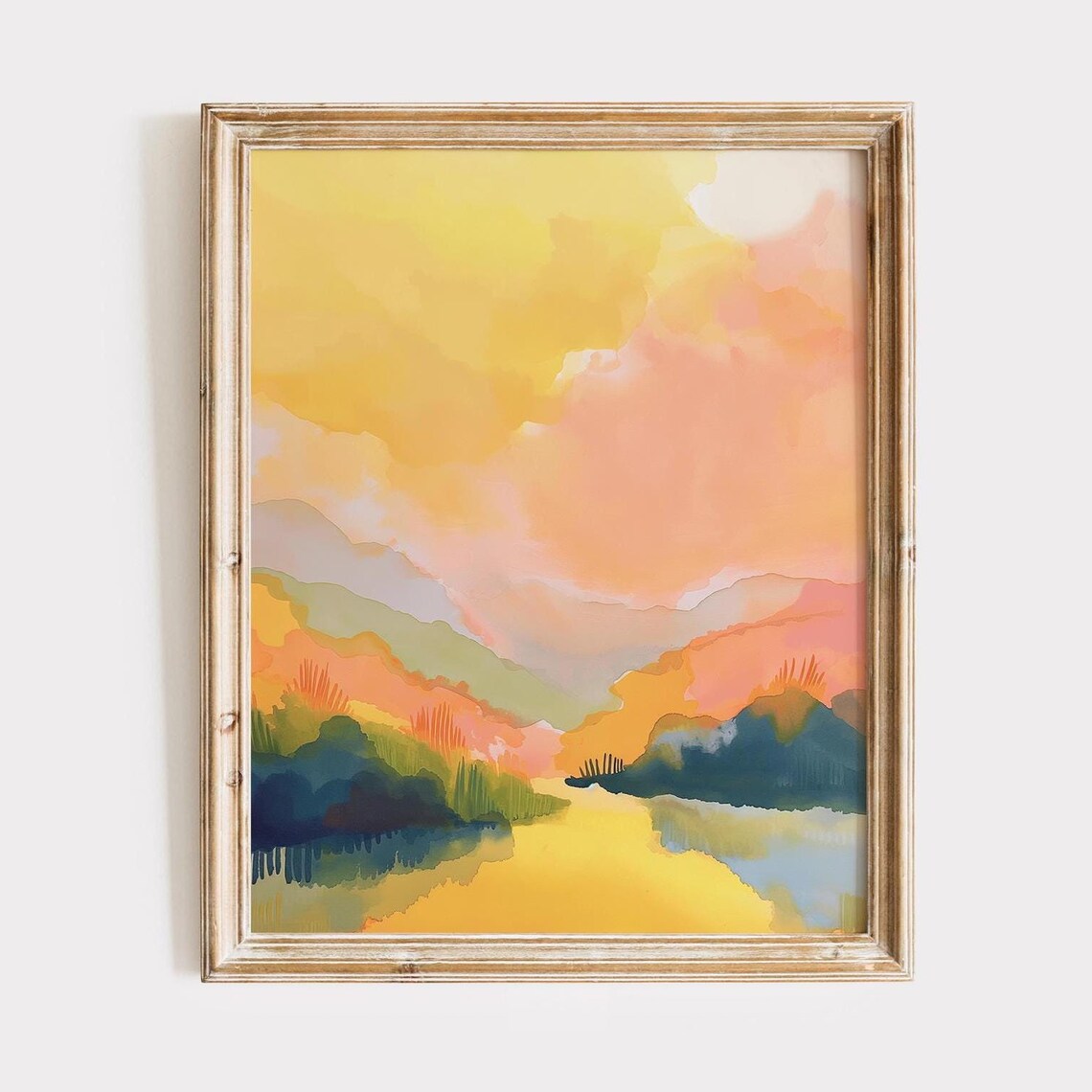 Colorful Sunset Watercolor Landscape Abstract Nature Art Poster
