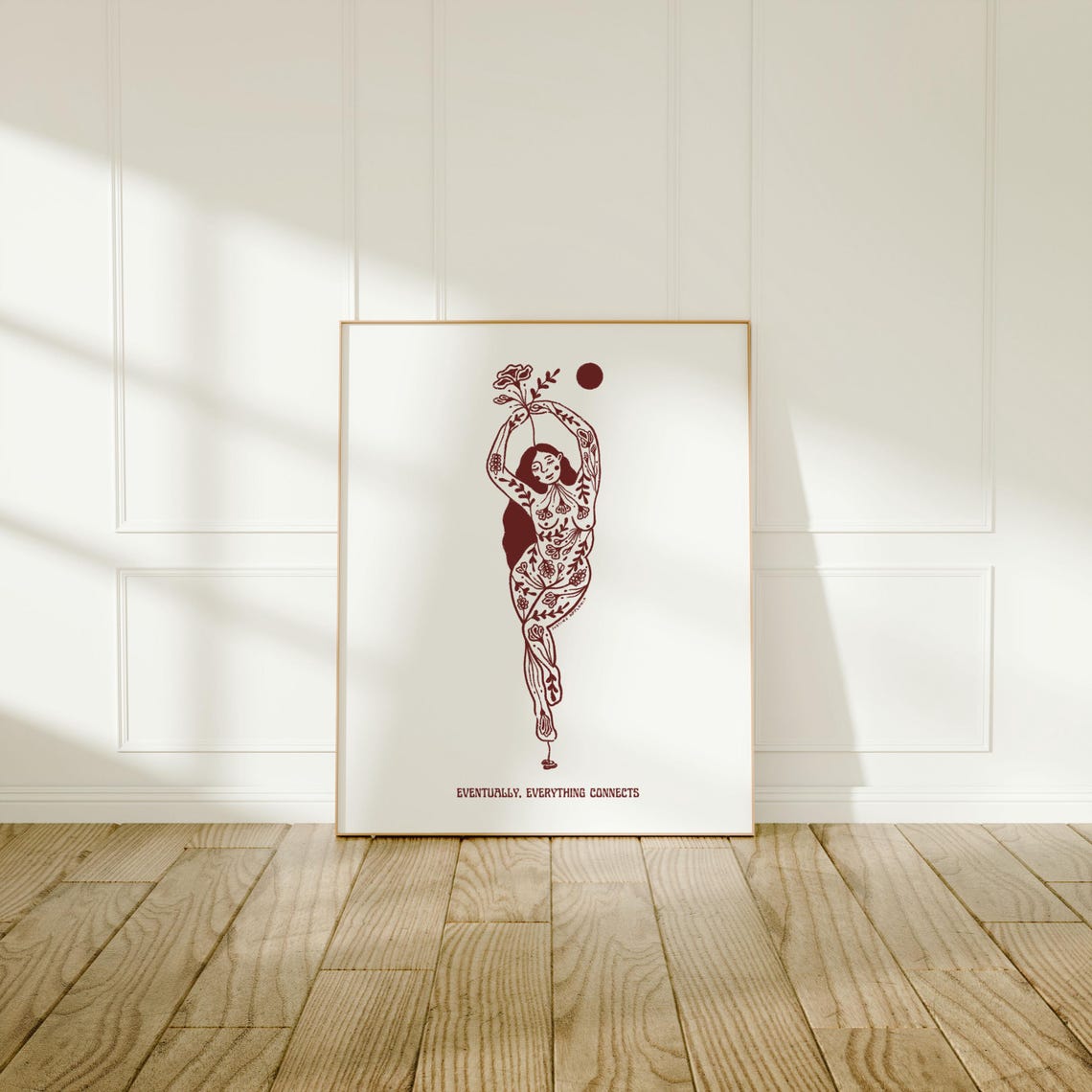 Everything Connects Burgundy White Growth Healing Self Love Feminine Art Print - Image 3