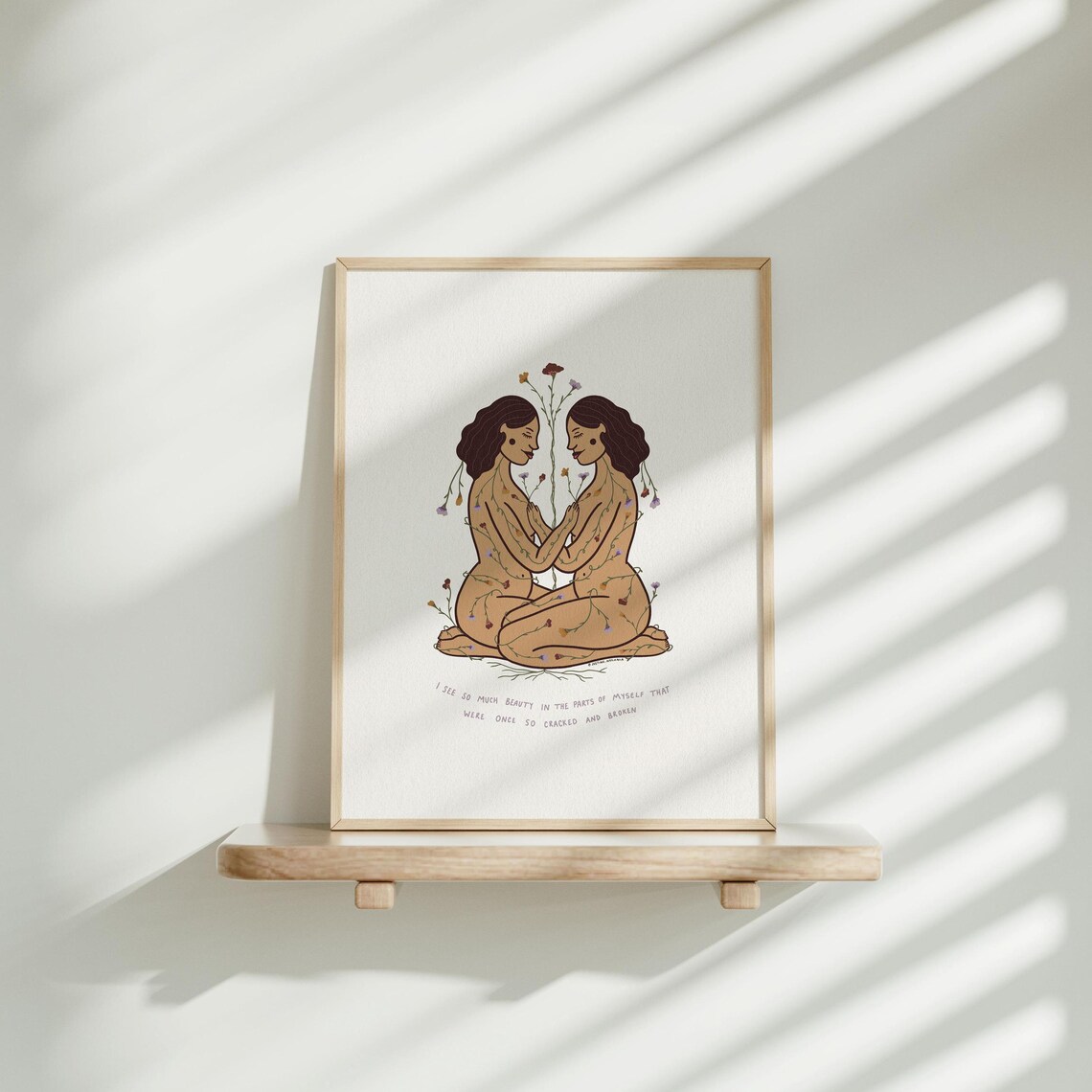 Self Love Healing Floral Women Quote Mental Health Art Poster