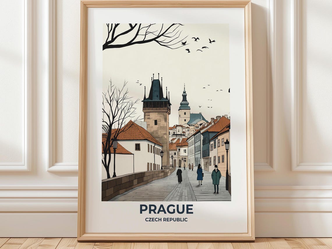 Prague Travel Poster Prague Poster Prague Travel Print Prague City Print Travel Print Travel Poster Prague Wall Decor Prague Art Print
