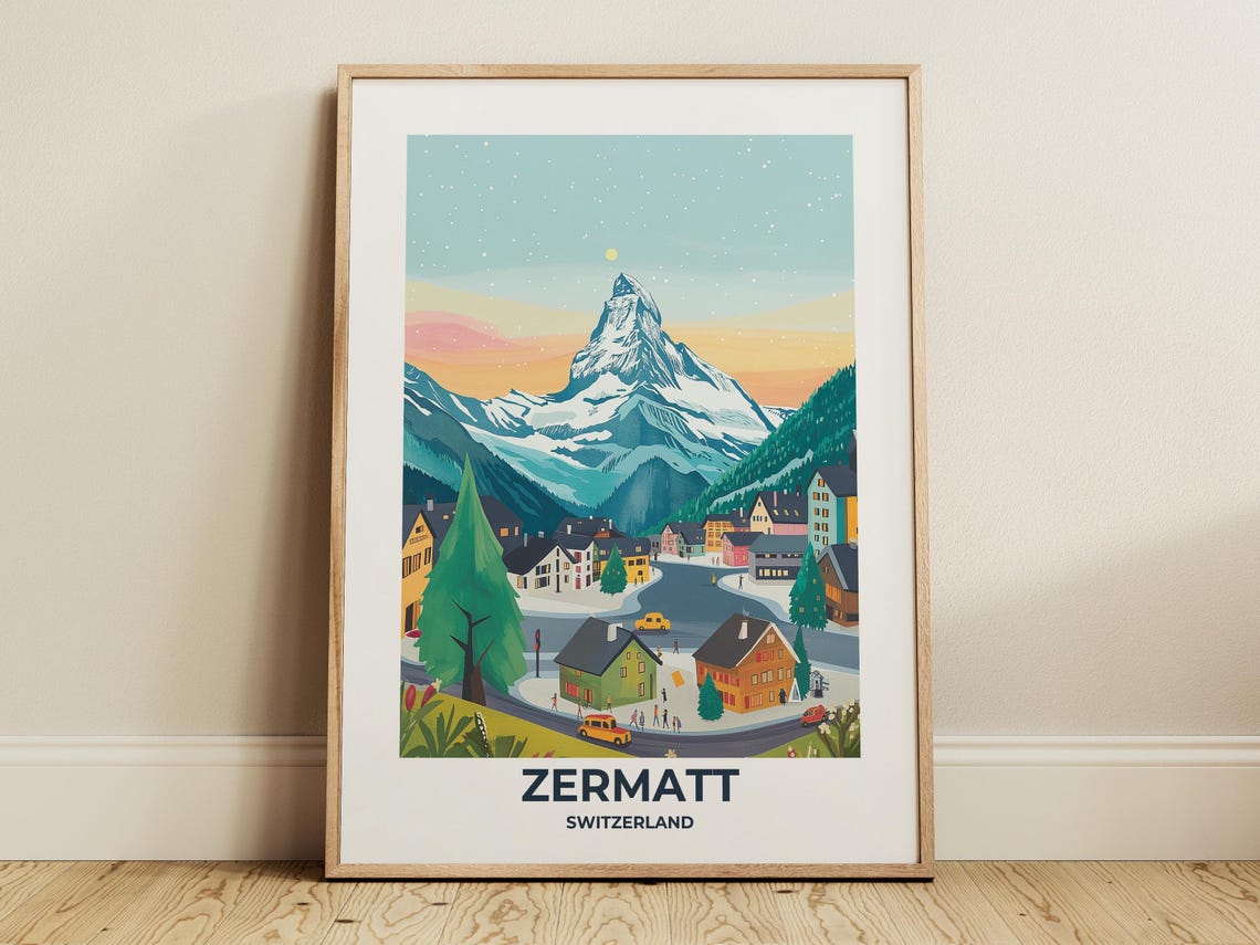 Zermatt Travel Poster Zermatt Poster Zermatt Travel Print Zermatt City Print Travel Print Travel Poster Zermatt Wall Decor Switzerland 012