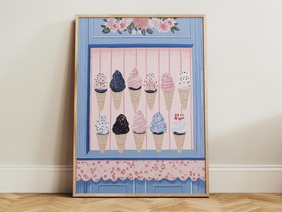 Ice Cream Print Kitchen Prints Pink Wall Art Food Art Ice Cream Poster Coffeebar Cafe Print Cafe Art Poster Cafe Print 4