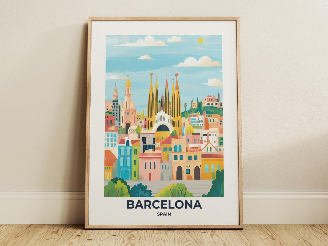 Barcelona Travel Poster Barcelona Poster Barcelona Travel Print Barcelona City Print Travel Print Travel Poster Barcelona Wall Decor 003