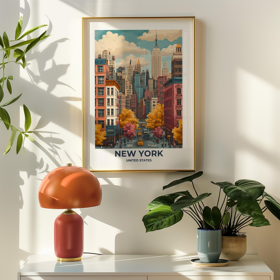 New York City Fall Avenue with Yellow Taxis Empire State Poster - Image 5