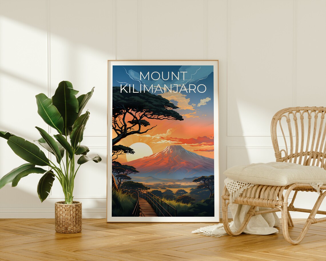 Mount Kilimanjaro Tanzania Sunrise Acacia Savannah View Poster - Image 2