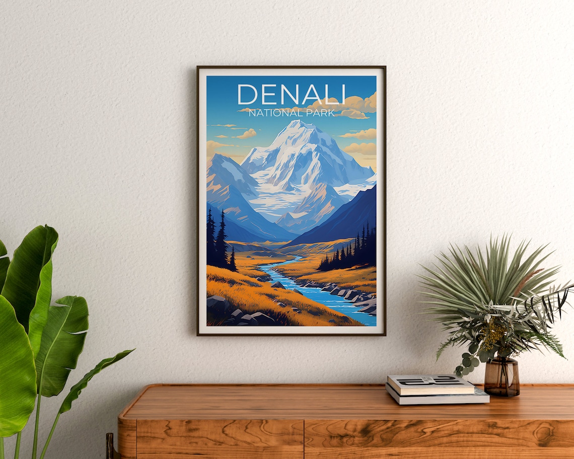 Denali Travel Poster, Alaska Mountain Landscape - Image 3