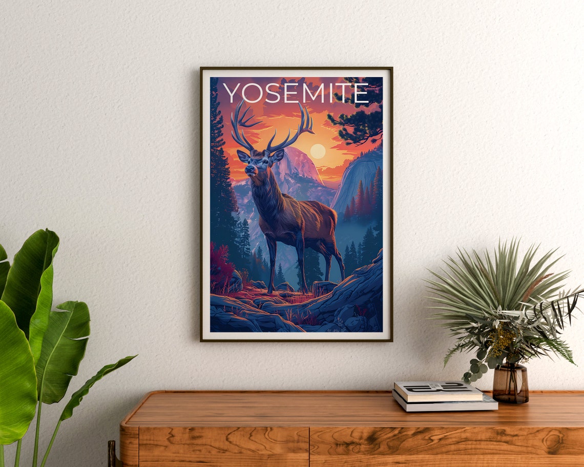 Yosemite National Park Elk at Sunset Half Dome Granite Poster - Image 3