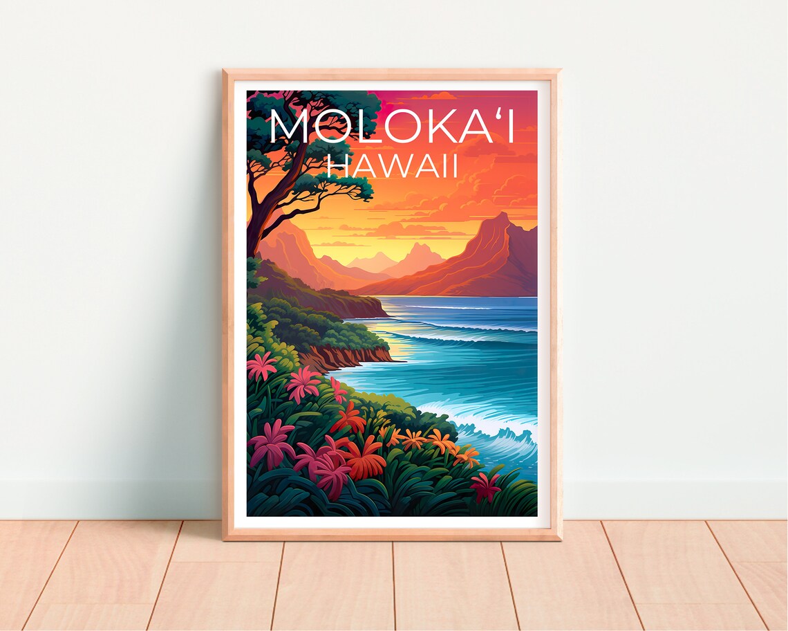 Molokai Travel Poster, Hawaii Island Art Print - Image 4