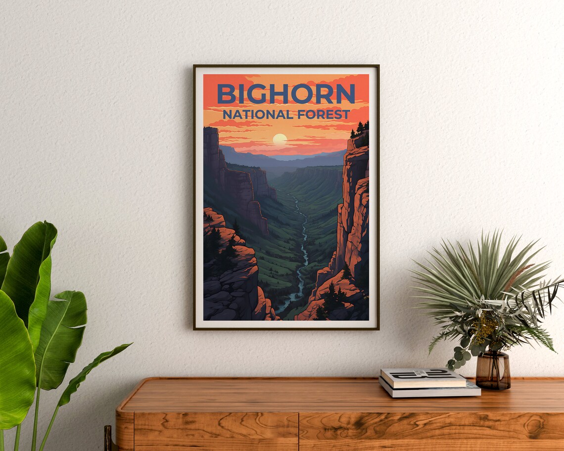Bighorn Forest Travel Poster, Wyoming Forest Art - Image 3
