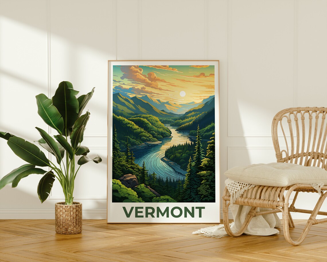 Vermont Green Mountains Travel Poster, Wall Art Print - Image 2