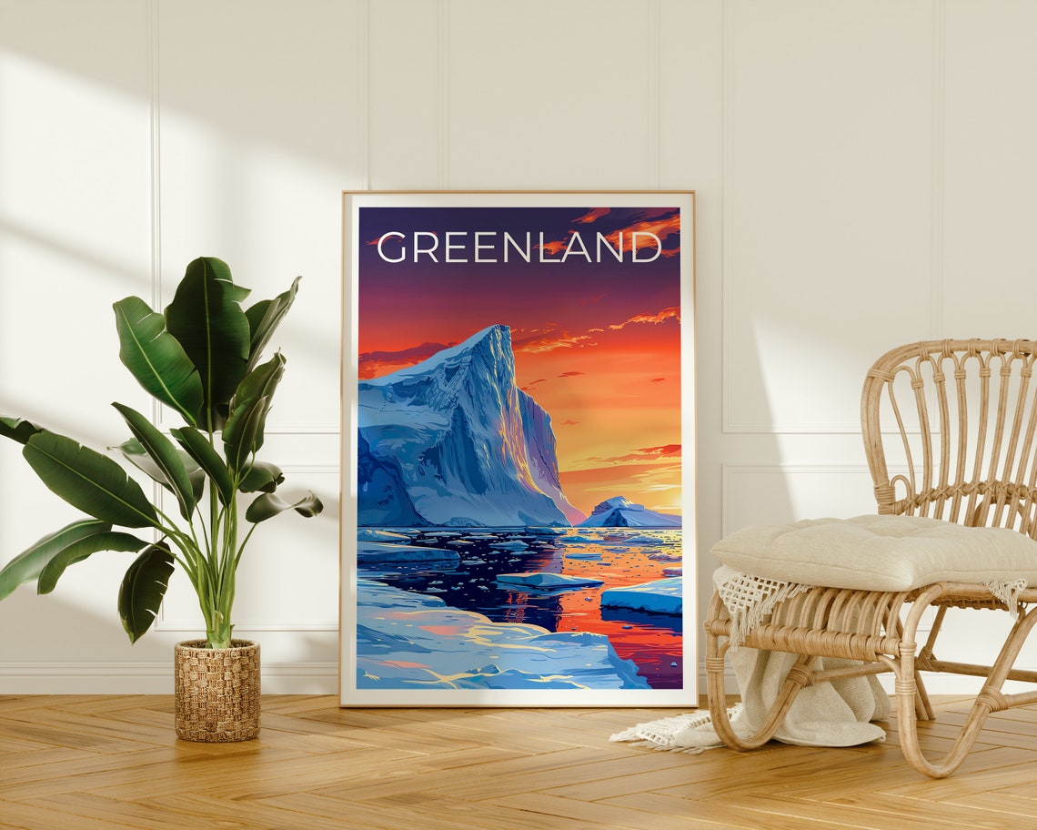 Greenland Iceberg Arctic Sunset Dramatic Ocean Twilight Travel Poster - Image 2