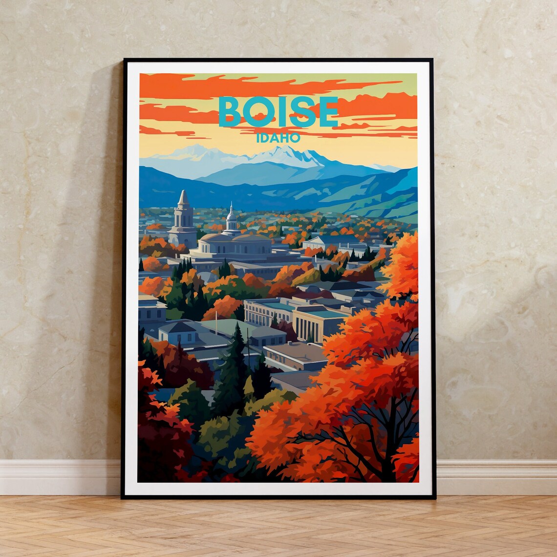 Boise Travel Poster, Idaho City Wall Art Print