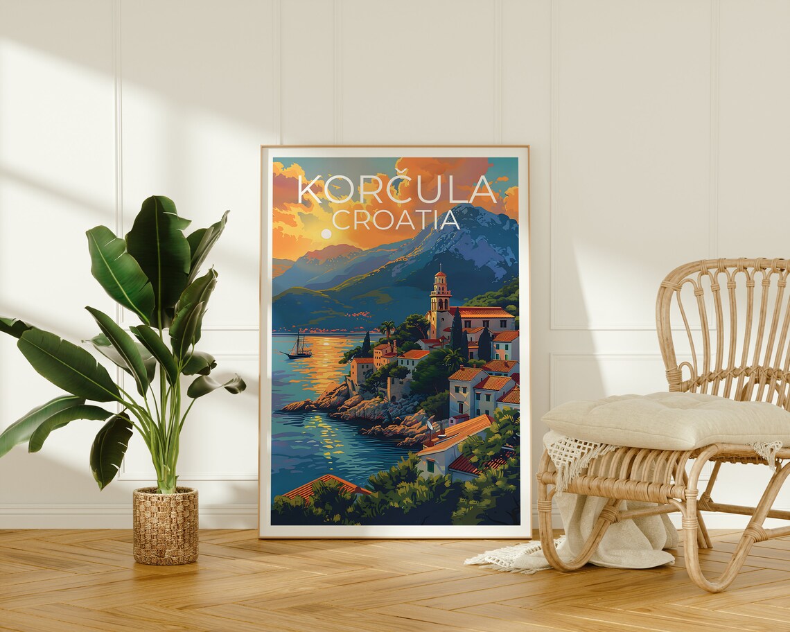 Korcula, Croatia Travel Poster, Europe Room Decor - Image 2