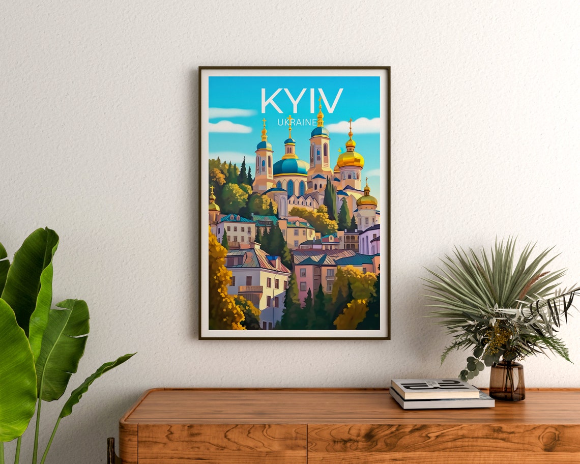 Kyiv Ukraine Golden Domes Cathedral Bright Skyline Day View Poster - Image 3