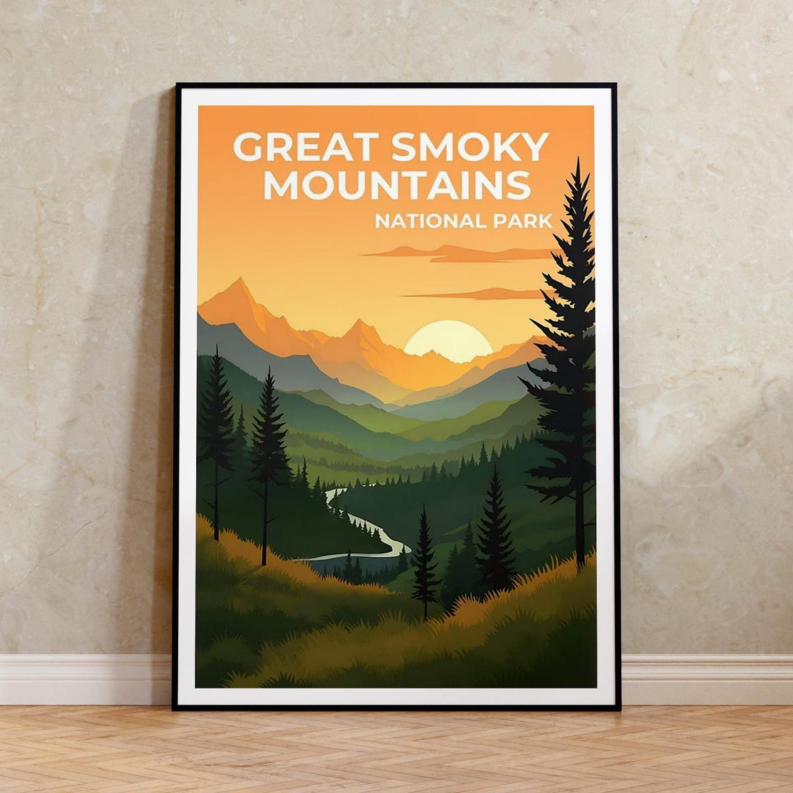 Great Smoky Mountains Poster Mountain Art Tennessee Print Smoky Mountains Poster North Carolina Poster Nature Poster