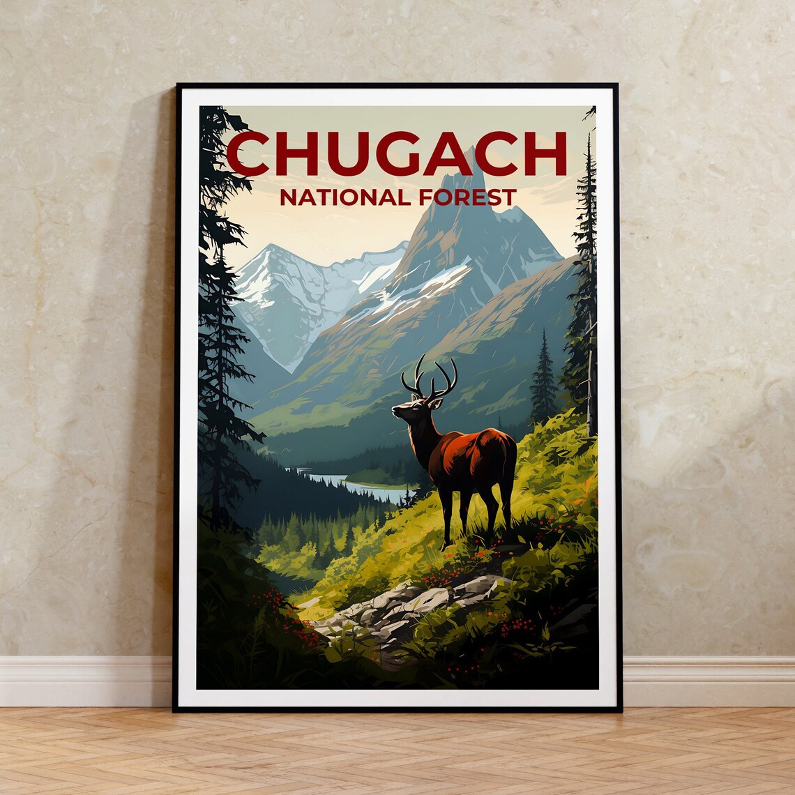 Chugach Alaska Nature Travel Poster, Wall Art Print
