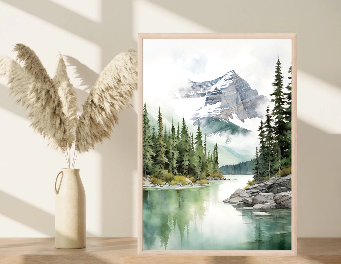 Banff National Park Emerald Lake Snowy Peak Pine Forest Poster - Image 2