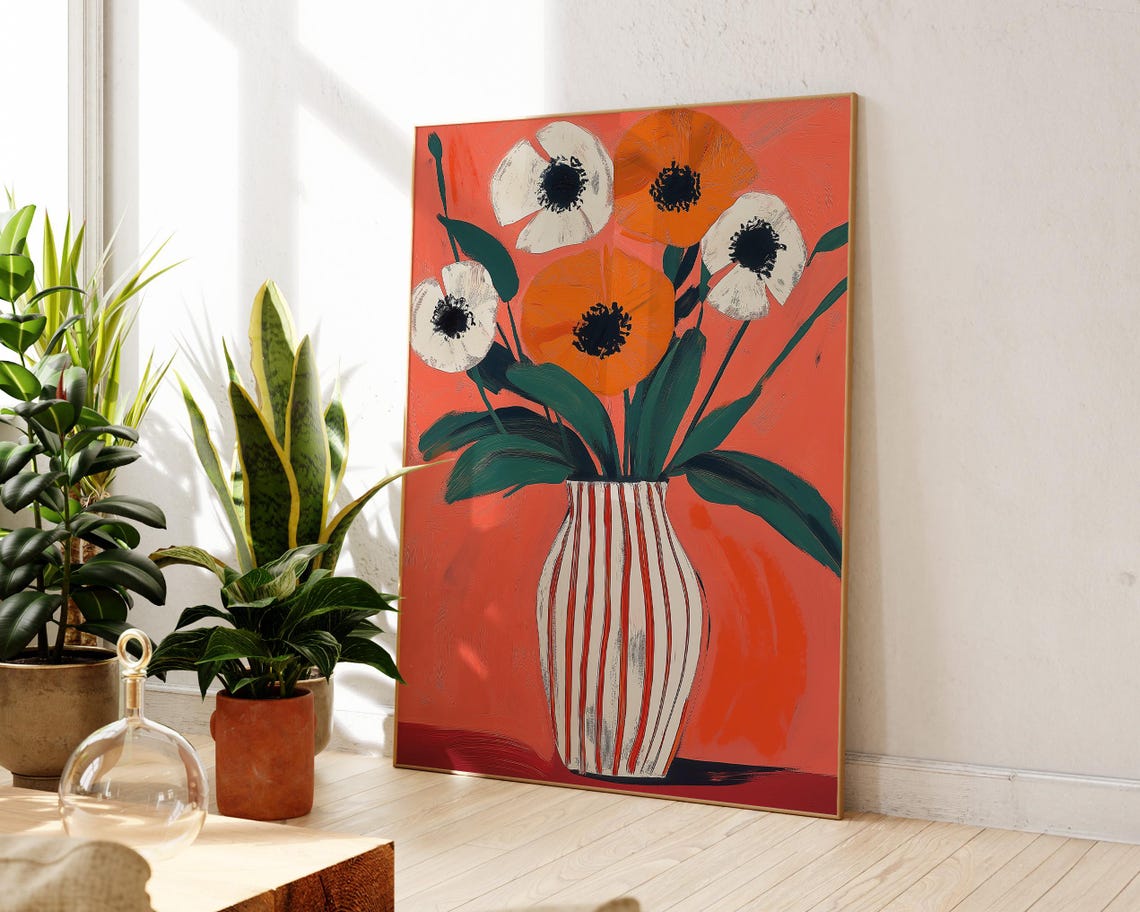 Abstract Poppy Bouquet - Modern Floral Art - Image 3