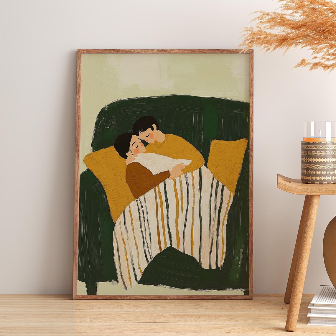 Romantic Couple Abstract Art Print, Lovers Gift