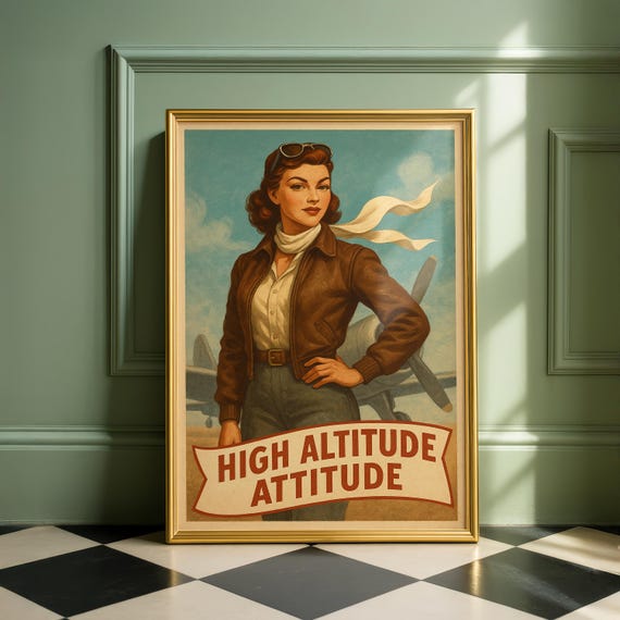 High Altitude Attitude Vintage Feminist Pinup Poster