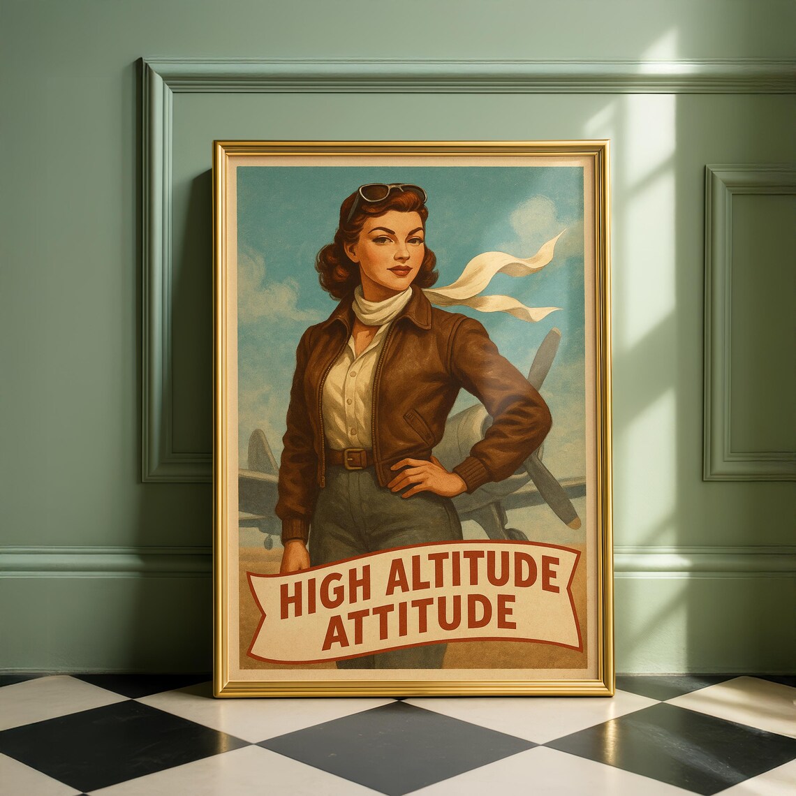High Altitude Attitude Vintage Feminist Pinup Poster